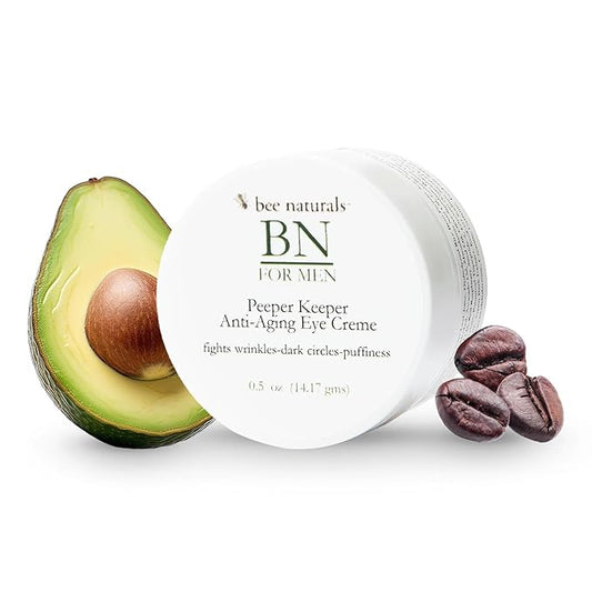 Bee Naturals Peeper Keeper Men’s Eye Crème 0.5 oz – Hydrating Eye Cream with Peptides & Caffeine – Reduces Appearance of Puffiness, Dark Circles & Fine Lines – Lightweight, Fast-Absorbing