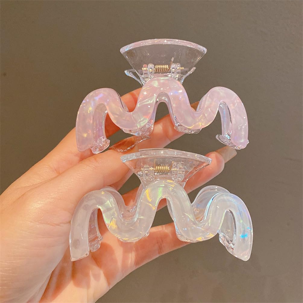 Hair Claw Clips, 3.5 Inch Hair Banana Barrettes, Mermaid Color Hair Clips Cellulose Acetate Large Hairpin Plastic Rectangle Stylish Hair Accessories for Women Ladies, 3 Pack