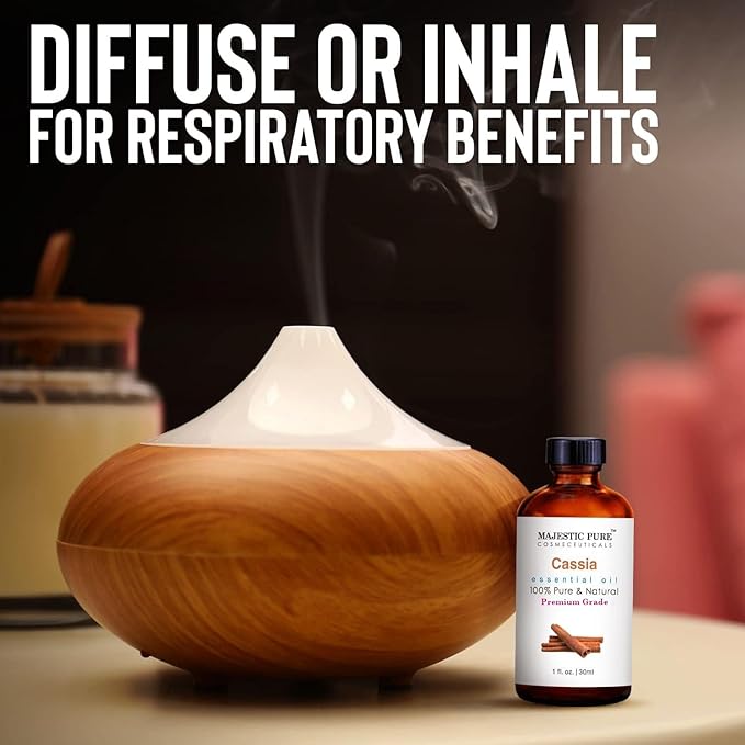 MAJESTIC PURE Cassia Essential Oil | 100% Pure and Natural Cassia Oil | Premium Grade Essential Oils for Hair Care, Home Diffusers, Skin, Aromatherapy, Massage and Humidifiers | 1 Fl Oz