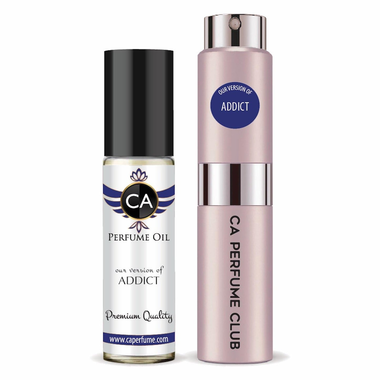 CA Perfume Duo Impression of Addict For Women Perfume Layering Set Long Lasting Travel Size EDP + Body Oil Roll-On Bottle 0.27 Fl Oz+0.33 Fl Oz