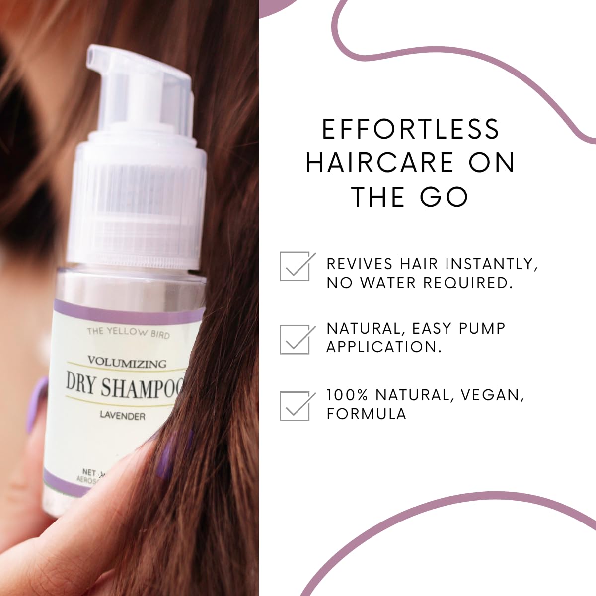 The Yellow Bird Natural Powder Dry Shampoo – Non Aerosol Pump Spray, Healthy, Volumizing Hair Refresh for Women & Men | Organic Ingredients | Lavender Oil Scented | Made in USA