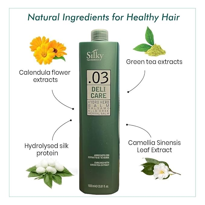 .03 Hydrating Hair Balm with Green Tea Extract - Daily Herbal Hair Treatment for Instant Hydration & Manageable Hair - Hair Mask 1000 ml