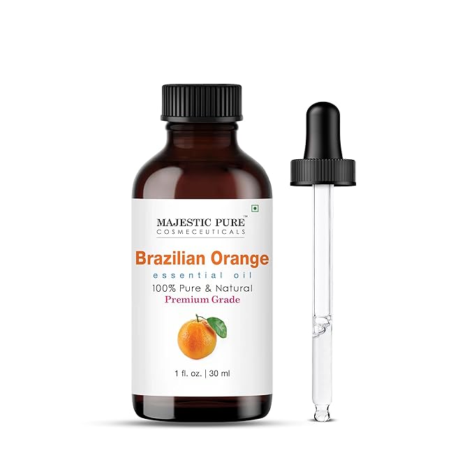 MAJESTIC PURE Brazilian Orange Essential Oil | 100% Pure and Natural Brazilian Oil | Premium Grade Essential Oils for Hair Care, Home Diffusers, Skin, Aromatherapy, Massage and Humidifiers | 1 Fl Oz