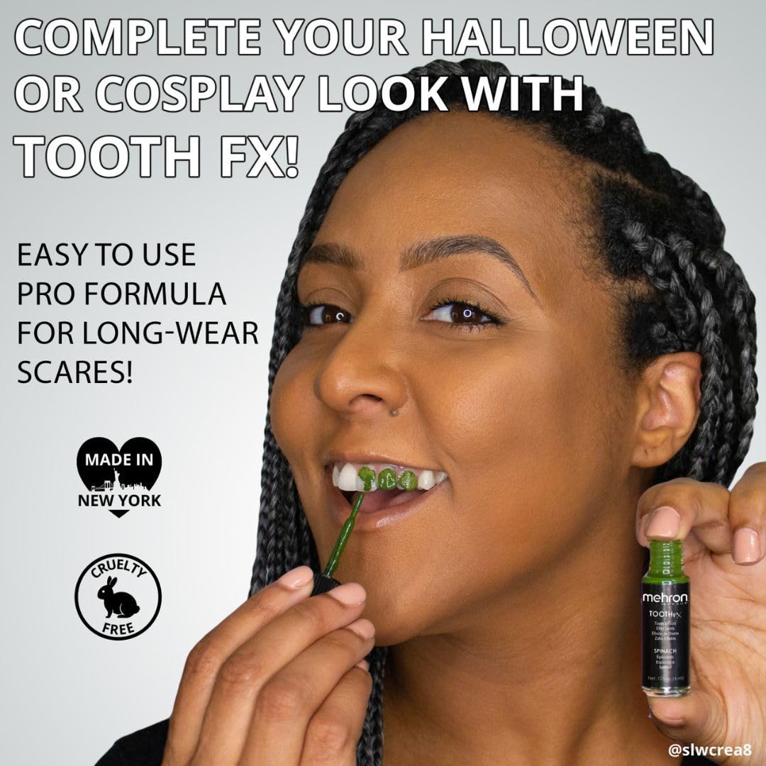 Mehron Makeup Tooth FX Blood Red | Temporary Red Tooth Paint | Perfect for Creating Red Teeth FX, Rotten Teeth Makeup, & Bloody Teeth SFX for Halloween, Cosplay, & Theater .125 oz (4 ml)