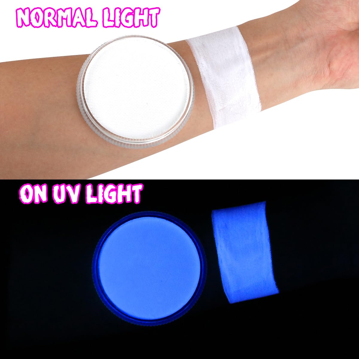 Bowitzki 30g Professional Face Paint Body Paint Water Based Face painting Makeup Safe for Kids and Adults Split Cake Single Color (Neon White)