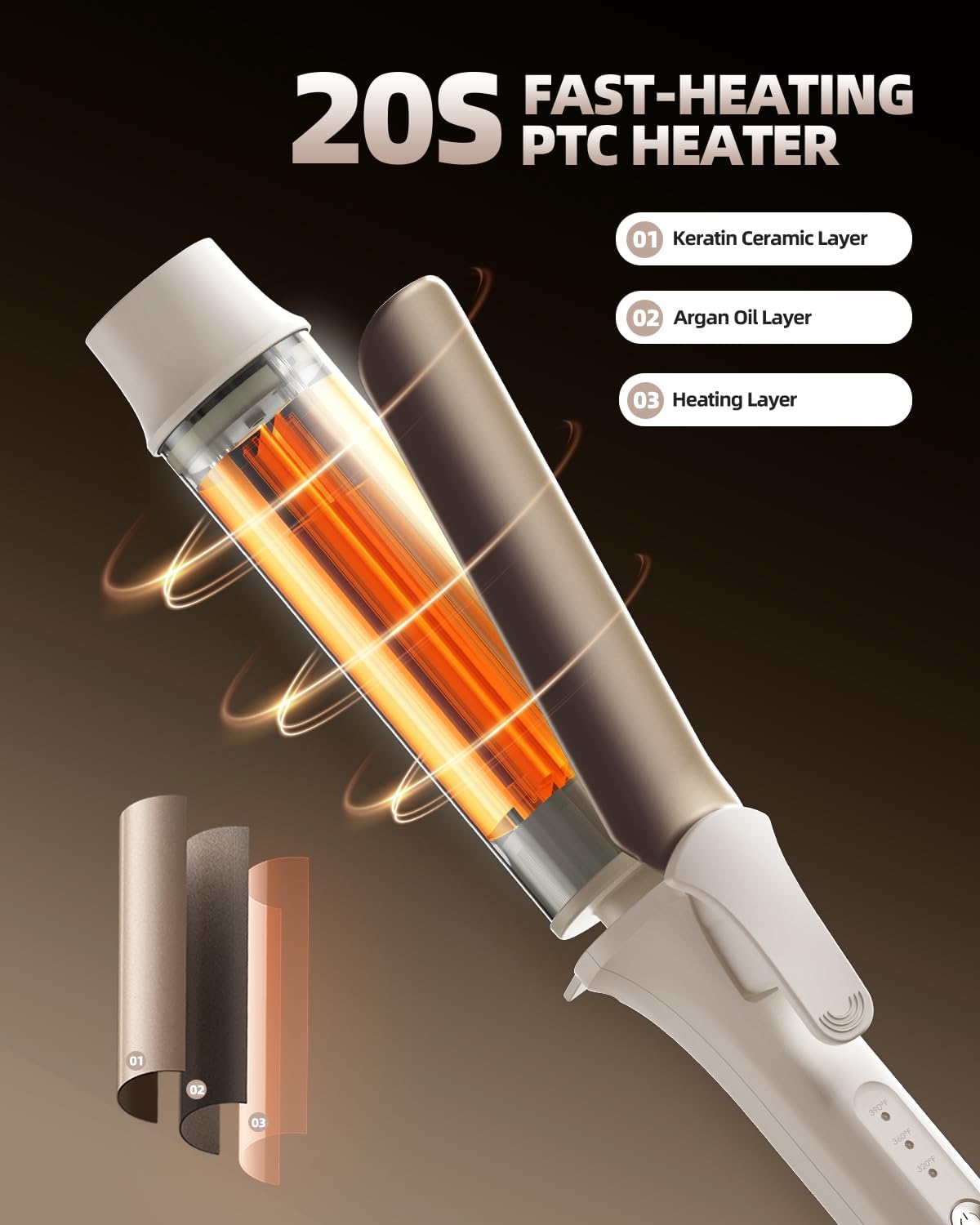 Hair Curling Wand, 1.6 Inch Long Barrel Ceramic Curling Iron, Hair Curler with Keratin&Argan Oil Infused, Curling Wand for Long Hair Transform Your Look in Seconds