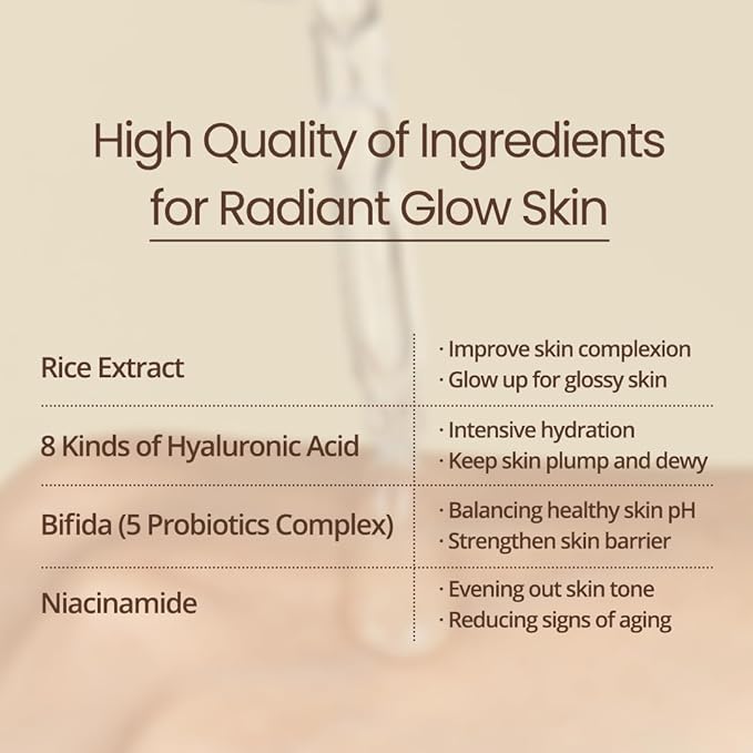 Farmstay Rice & Bifida Glowing Serum, Dark Spot Remover Correcting for face with Niacinamide, for Women & Men, Korean Skin Care, 1.18 Fl. Oz.