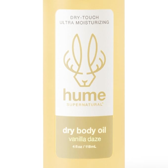 HUME SUPERNATURAL Dry Body Oil Spray - Moisturizing Oil for Dry Skin, After Shower Body Oils for Women and Men, Nourishing, Hydration, Glow, Probiotic, Vanilla Daze, 1-Pack