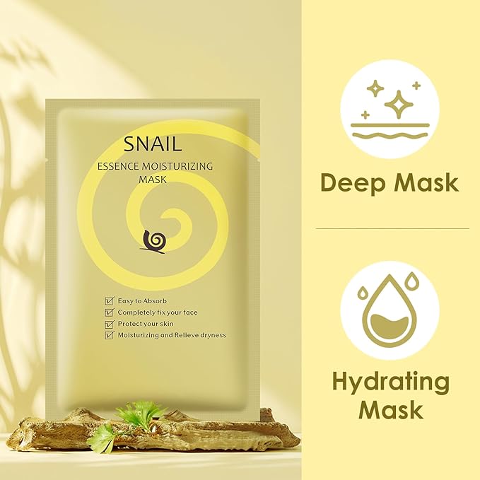 Face Masks Skincare, Snail Mucin Sheet Mask 10 Pack With Snail Mucin Serum, Hydrating Face Mask For Dry, Sensitive Skin, Self Care, Sheet Masks, Facial Masks For Women Skin Care, Bridesmaid Gifts