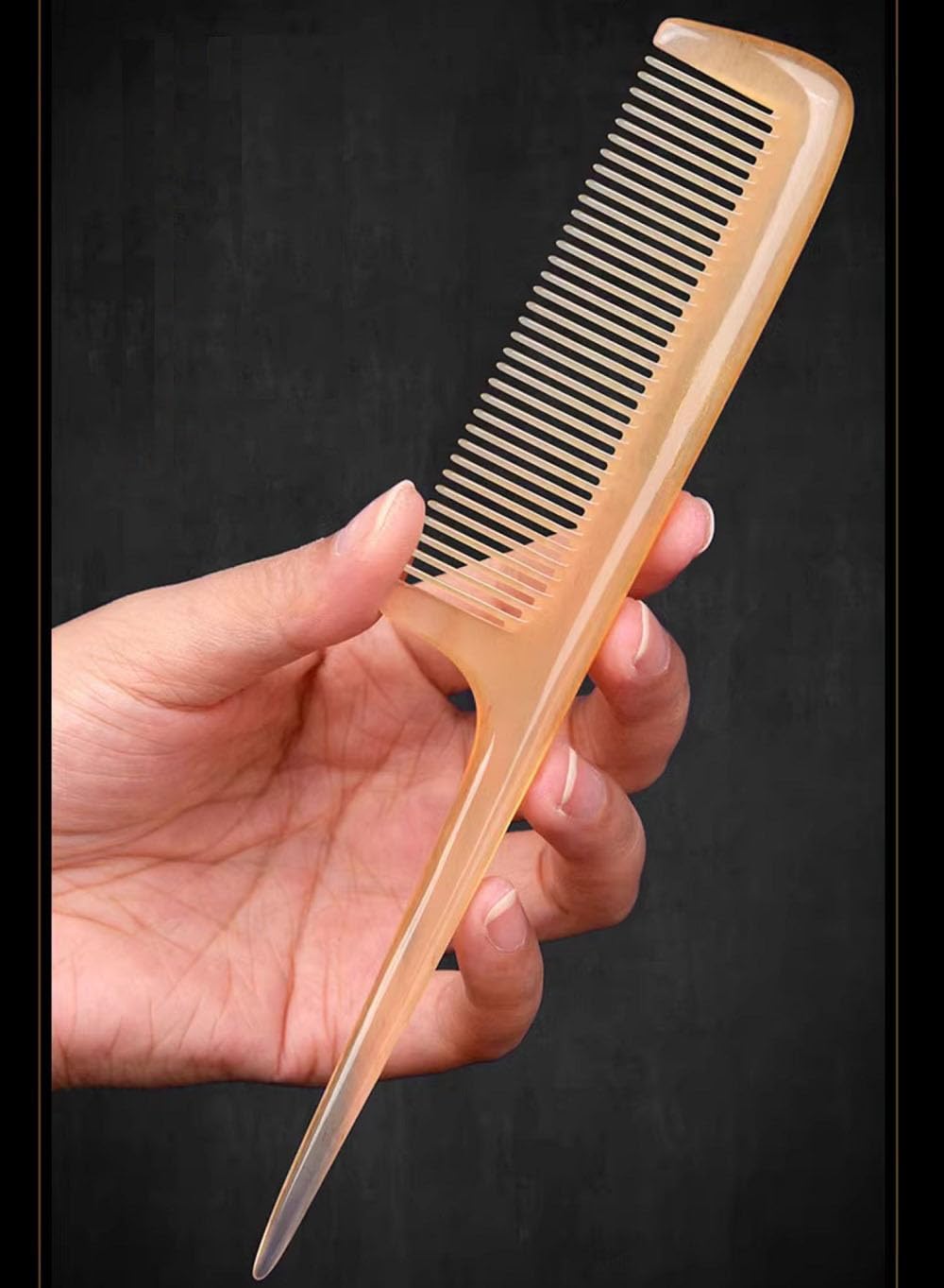 Premium Quality 100% Handmade Anti Static Natural Sheep Horn Comb - Professional Detangling Massage Hair Comb (Rat Tail Comb)