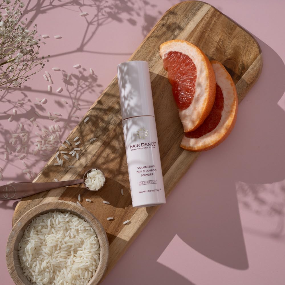 Hair Dance Dry Shampoo Powder | Non-Aerosol | Travel Size | Natural & Organic | Made in USA | No Benzene, Vegan, Cruelty Free, For All Hair Colors, Free of Talc | Grapefruit Oil Scent - 0.8 Ounce