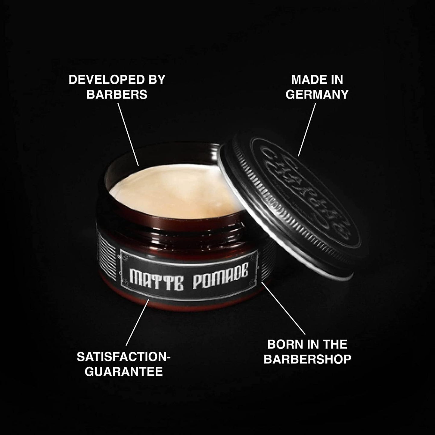 Charlemagne Matte Hair Pomade - Strong Hold, Noble Leather Scent, 3.3 fl oz - Hair Clay Blend & Pomade Men - Barber Scented Styling Cream - Easy Washout & Water Cream