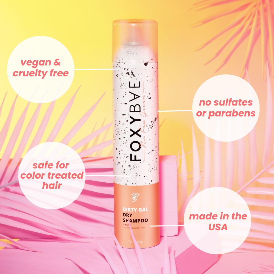 FoxyBae Volumizing Dry Shampoo Spray for Women - With Biotin for Hair Growth - For Dark, Brunette & Blonde Hair - Refreshing & Non-Toxic