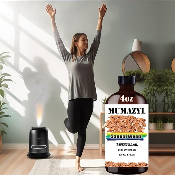 Sandalwood Essential Oil, Sandalwood Oil 4 Fl Oz 120ML for Diffuser Humidifier Yoga Cleaning DIY Candle Soap Making Essential Oils