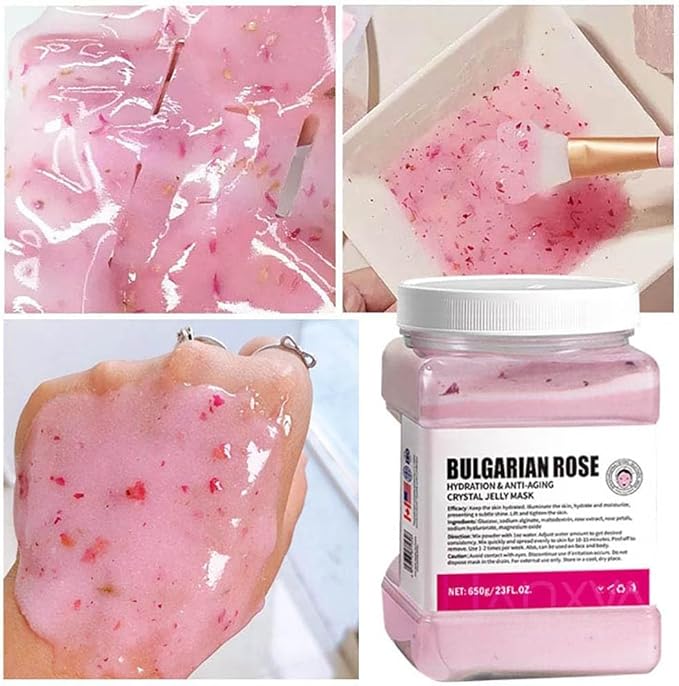 Jelly Face Mask Peel Off Powder 650g Moisturizing and Hydrating Repair and Smooth Skin Care for Home Salon Spa (Rose Hyaluronic Acid)