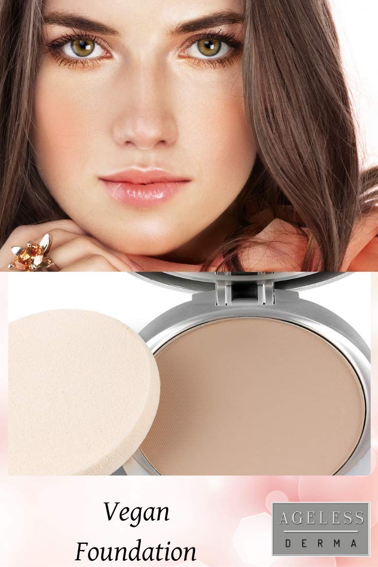 Natural Mineral Makeup Foundation- A Healthy Full Coverage Vegan Pressed Powder. Made in USA (Bare Beige)