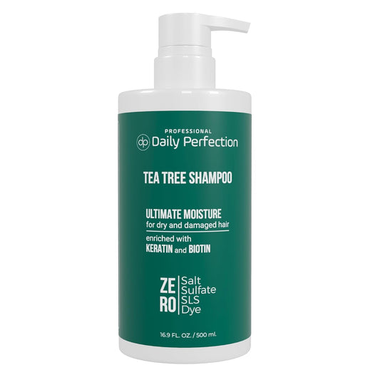 (dp) Tea Tree Shampoo – Hydrate & Soothe Dry Scalp and Hair – Clean + Salon-Grade Formula with Biotin & Keratin