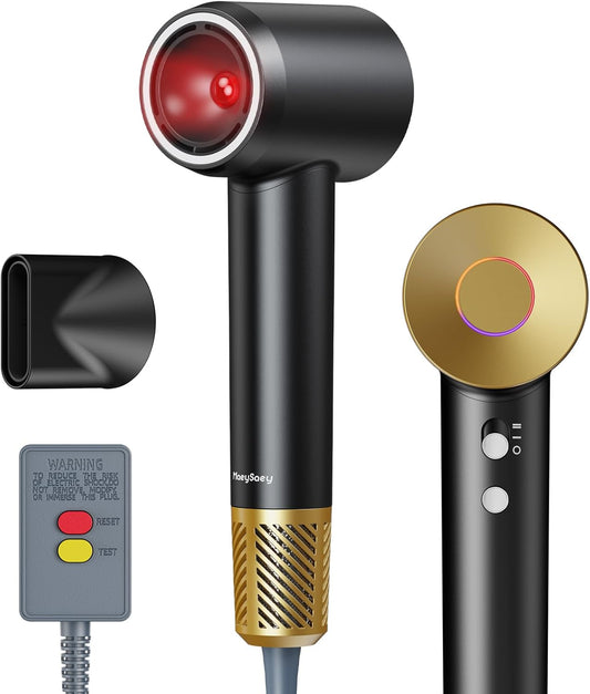 Infrared Ionic Hair Dryer with Magnetic Nozzle - 1600W Voltage Blow Dryer for Women, Fast Drying, Frizz Control, Lightweight & Low Noise, Red Light & Negative Ions, for All Hair Types