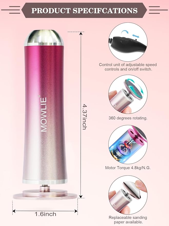 Electric Foot Callus Remover,Foot Scrubber & Callus Remover for Feet Foot Spa Pedicure Tool with 60 Grinding Discs Professional Electric Foot File Ideal for Nurses Teachers Workers