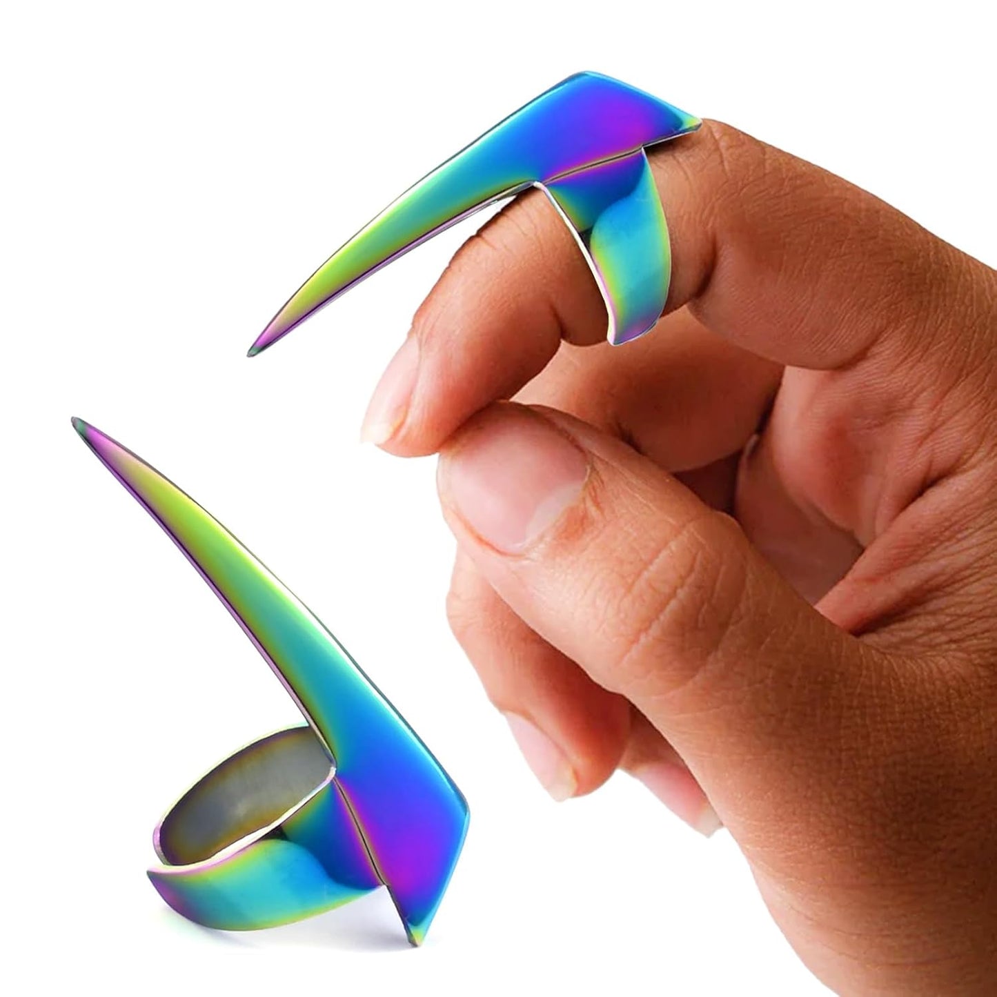 My Hair Tools Hair Parting & Sectioning Ring - Stainless Steel Finger Braiding Hair Pick Tools for Durable Dreadlocks Wig, Weaving & Quick Installation of Human Hair Extension Tools (1PC, Rainbow)