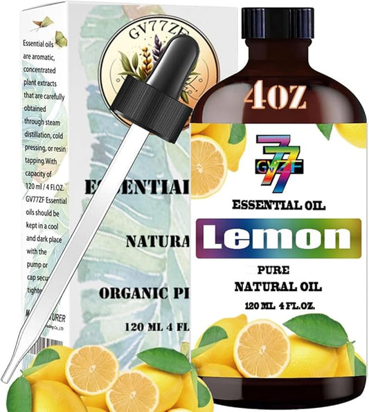 Lemon Essential Oil (4 oz/120 ml) - Lemon Oils Used in diffusers, humidifiers, Home Baths, Cleaning Products, Yoga, DIY Soaps and DIY Scented Candles