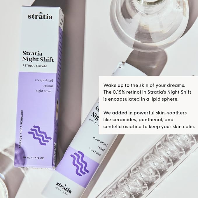 Stratia Night Shift Retinol Cream – Age-Defying Face Moisturizer for Smooth, Radiant Skin, Hydrating & Gentle Lotion for All Skin Types, 1.7 Fl Oz