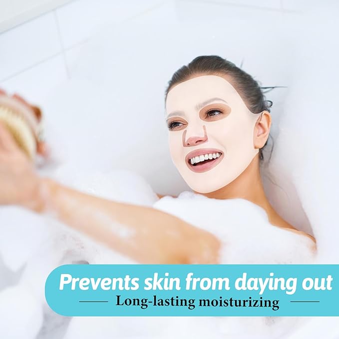 5 Sheets Silicone Face Mask Cover Reusable Moisturizing 3D Facial Mask Holder Prevent Evaporation Falling Transparent Skincare Beauty Ear-Hook Loops Cryo Rubber Face Mask Spa Tool (Transparent)