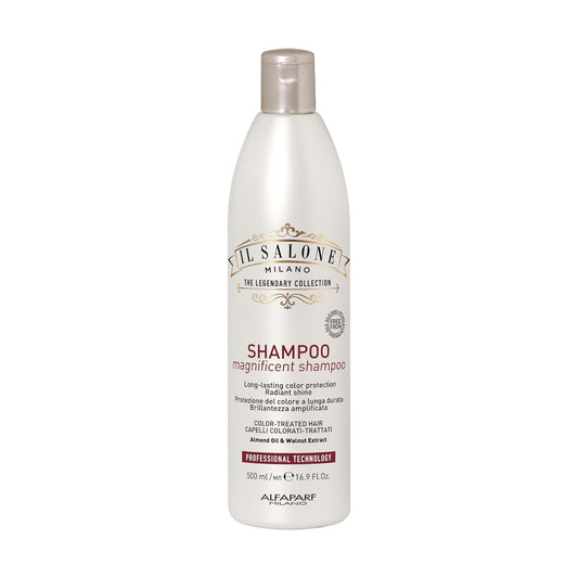 Il Salone Milano Professional Magnificent Shampoo - Color Safe Shampoo for Processed and Color Treated Hair - Enriched with Almond Oil for Radiant Shine - Salon-Quality Hair Care (16.9 oz / 500 ml)