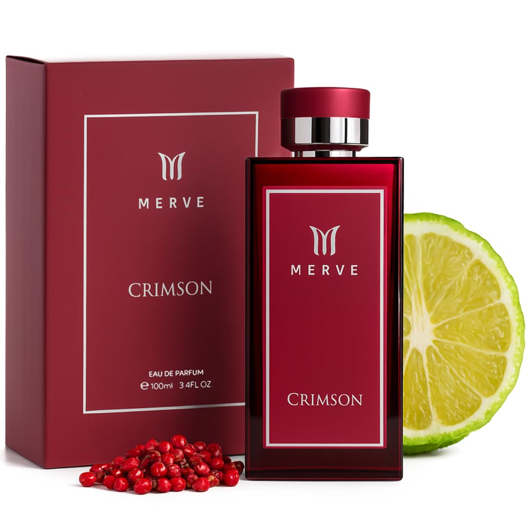 Merve Crimson Premium Long Lasting Fragrance Luxury Scent For Men | Sweet Spicy, Citrus, Amber | Perfumes For Men | 3.4 Ounces