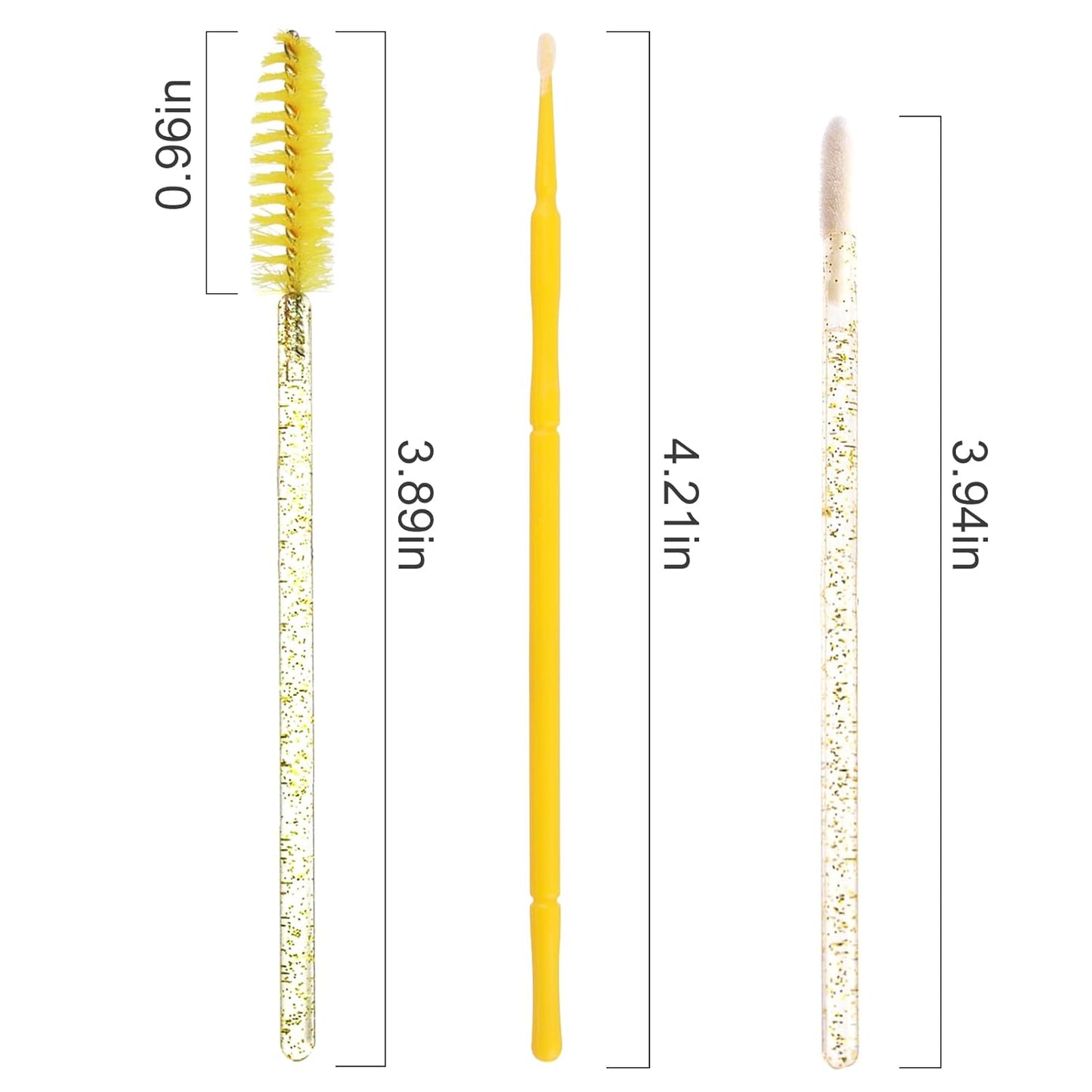 300 Pack Disposable Spoolies Brushes Sets Mascara Wand Lip Brushes Bamboo pole-shaped Handle Cotton Swab for Eyebrow Eyelash Extension Tattoo Lipstick Applicator(Yellow)