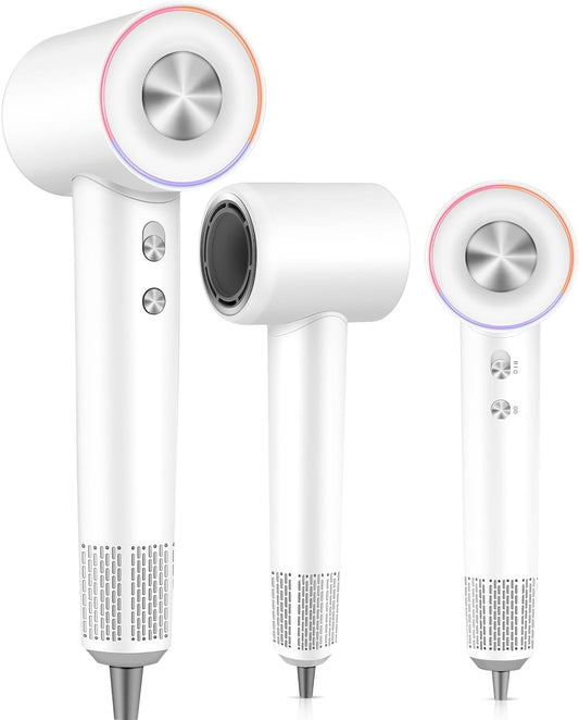 Professional High Speed Ionic Hair Dryer - 1 Min Fast Drying, 180000 RPM Blow Dryer 500 Million Negative Ions, No Heat Damage & Low Noise, Lightweight, Hairdryer with Magnetic Concentrator for Women