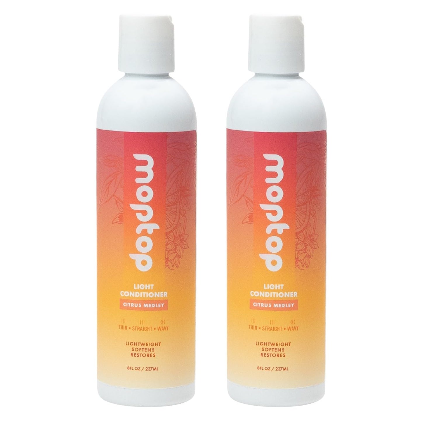 MopTop Light Conditioner – Lightweight Hair Moisturizer to Enhance Moisture & Reduce Frizz, Sulfate & Paraben Free Hair Care for All Hair Types – Thin, Straight, Wavy, Curly (Citrus Medley, 2pk)