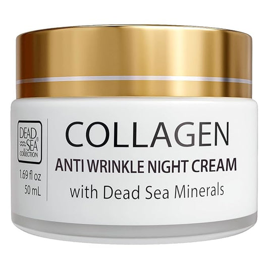 Dead Sea Collection Moisturising Night Face Cream with 3X Collagen – Anti Aging Nourishing Facial Moisturiser with Dead Sea Minerals and Vitamin E for Women and Men – All Skin Types (50 ml)