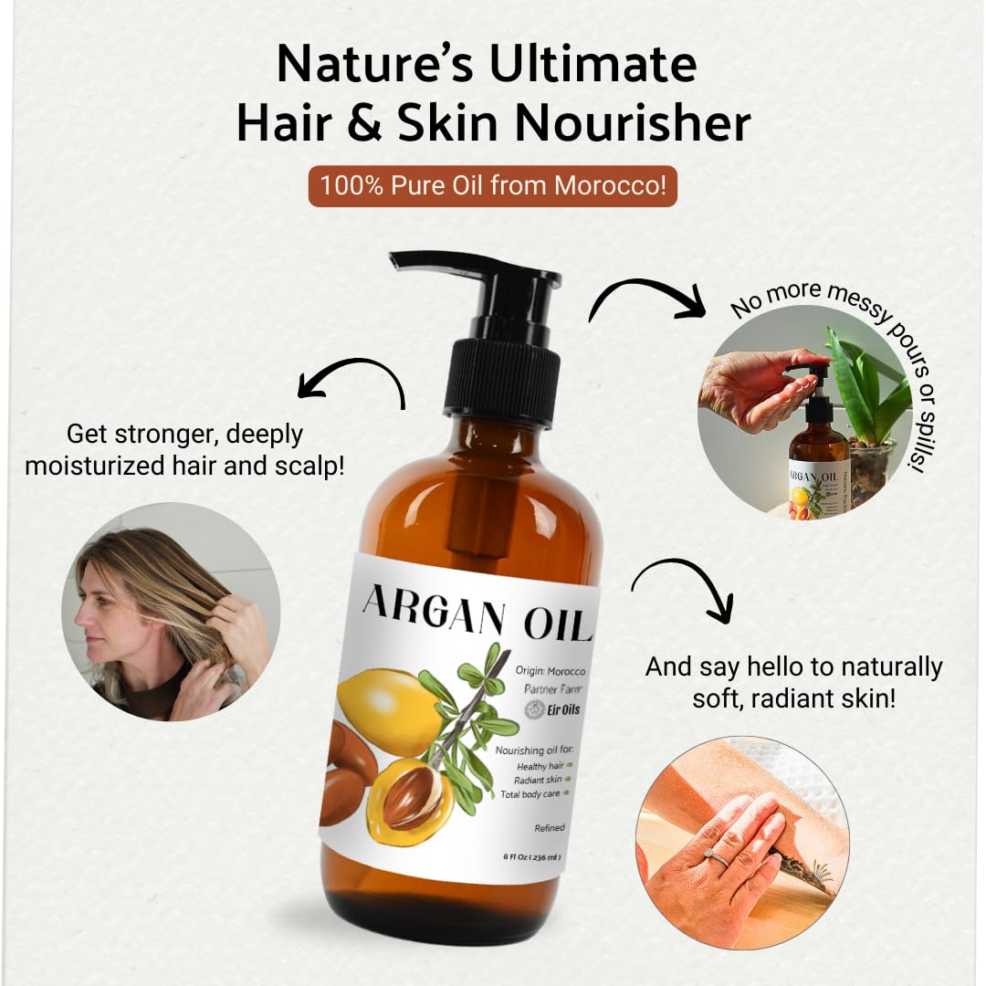 Argan Oil for Hair Growth Oil 1 Gallon (Aceite de Argan) - 100% Pure Cold Pressed Moroccan Oils - Suitable for Colored & Damaged Hair, Face, Body Oils, Nail & Scalp