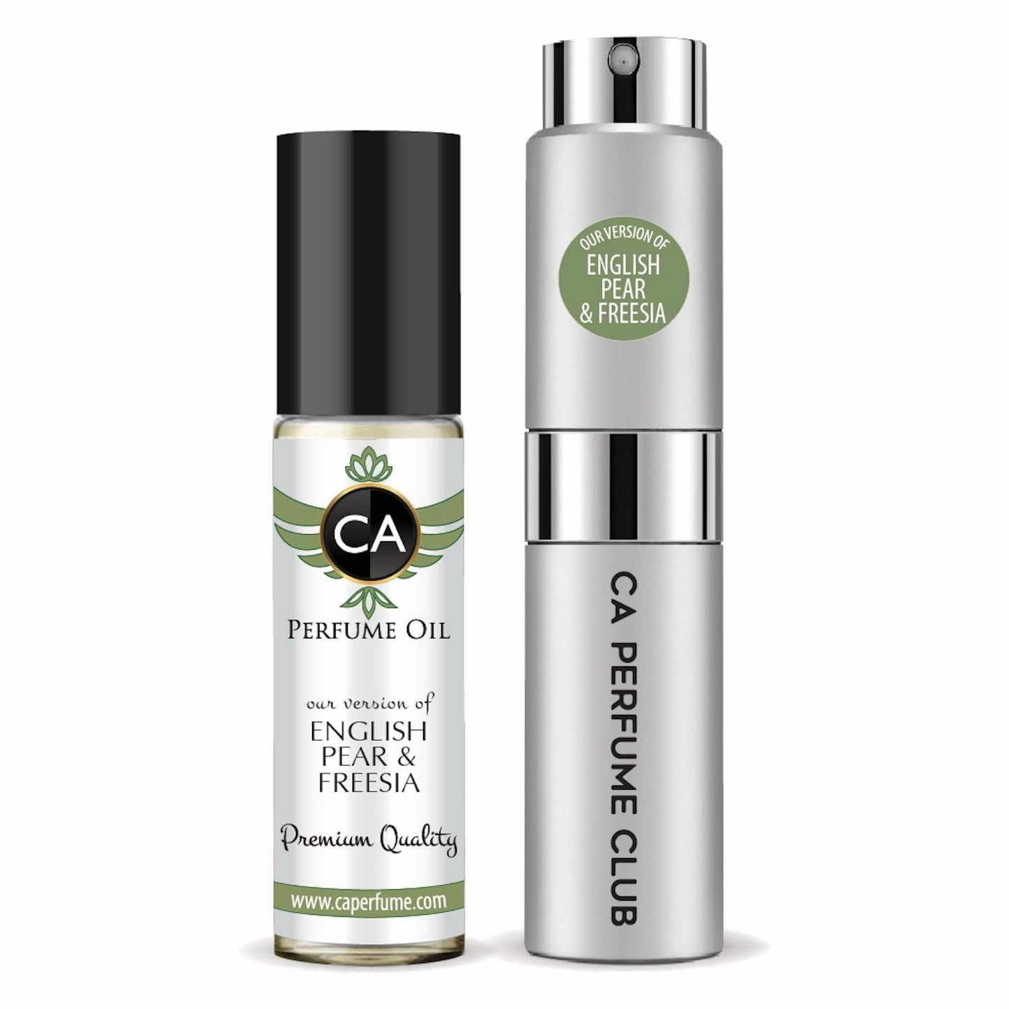 CA Perfume Duo Impression of English Pear & Freesia For Women And Men Perfume Layering Set Long Lasting Travel Size EDP + Body Oil Roll-On Bottle 0.27 Fl Oz+0.33 Fl Oz