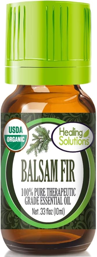 Healing Solutions Organic Balsam Fir Essential Oil – 0.33 oz (10ml) Pure, Undiluted Organic Balsam Fir Essential Oils for Diffuser