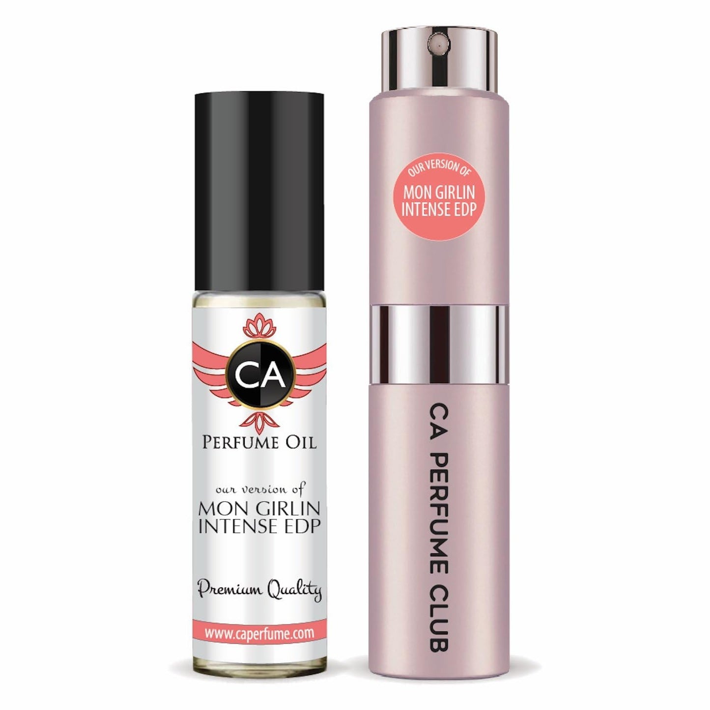 CA Perfume Duo Impression of Mon Girlin Intense Edp For Women Perfume Layering Set Long Lasting Travel Size EDP + Body Oil Roll-On Bottle 0.27 Fl Oz+0.33 Fl Oz