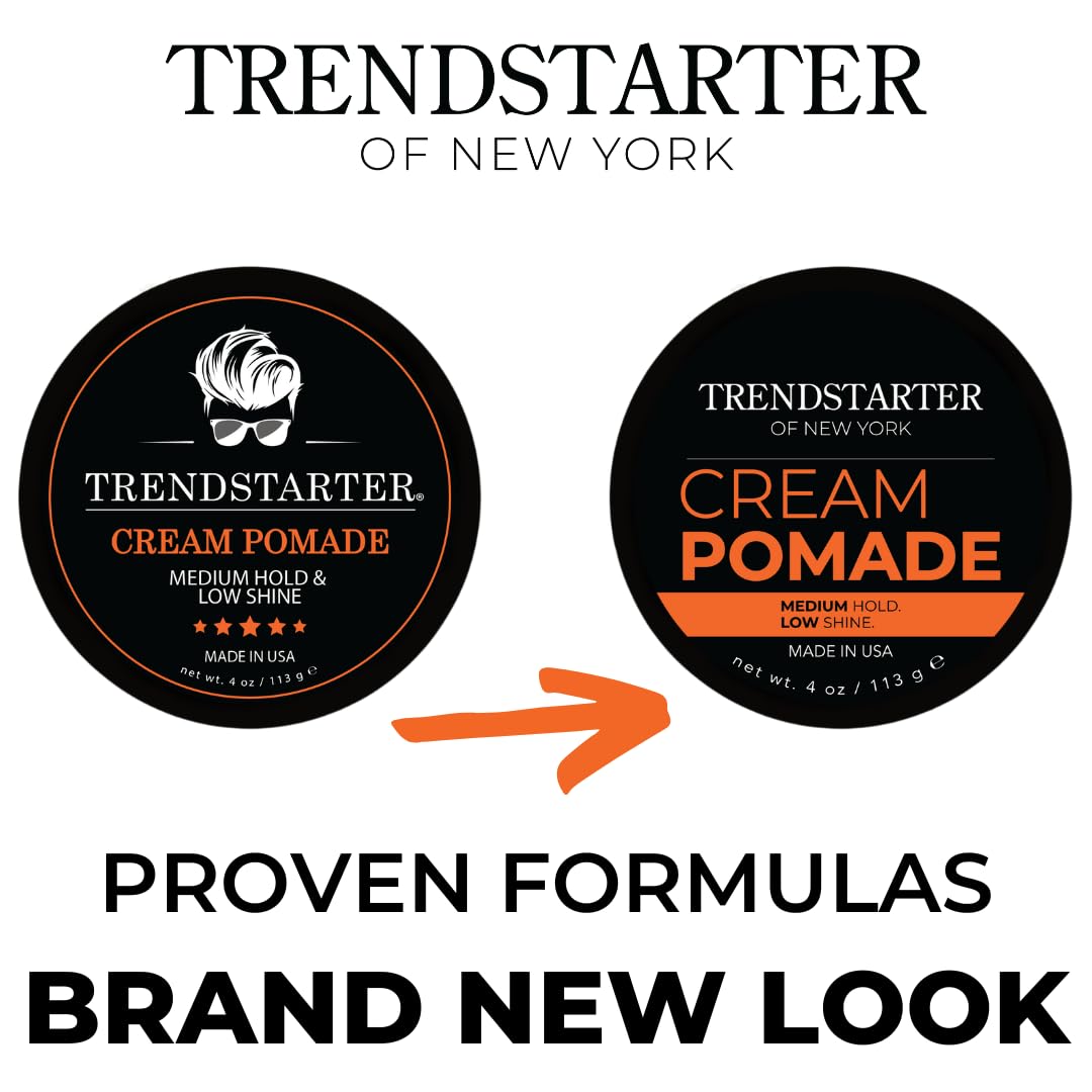TRENDSTARTER - CREAM POMADE (4oz) - Medium Hold - Low Shine - Water-Based All-Day Hold Premium Hair Styling Pomade Putty Products