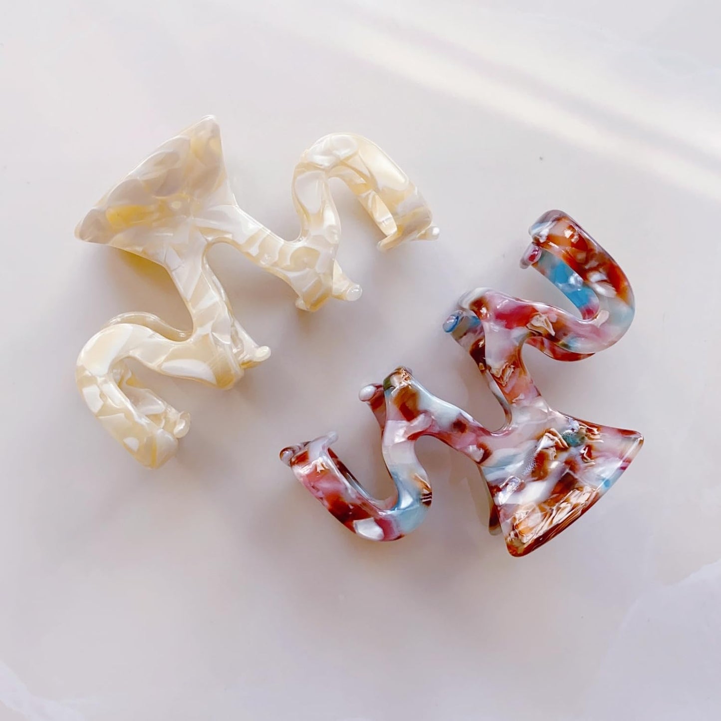 Large Tortoise Shell Claw Clip 3.5 Inch Cellulose Acetate Hair Claw Clips Checkered Hair Claw Clips French Design Hair Jaw Clamp for Women Ladies (2 Pack)