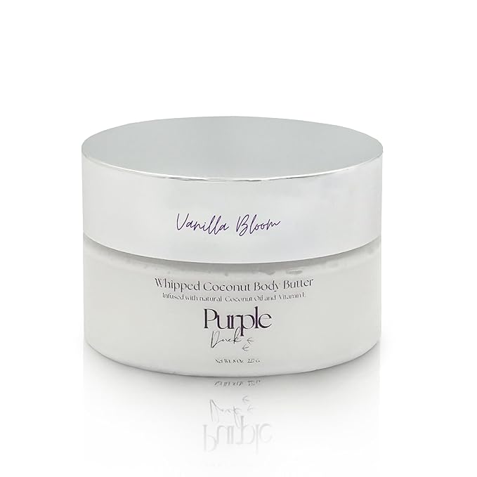 Thick Whipped Body Butter for Women – Moisturizer with Organic Coconut Oil, Shea Butter & Vitamin E – Silky Hydrating Body Butter for Soft, Smooth Skin - Vanilla Bloom 8 Oz