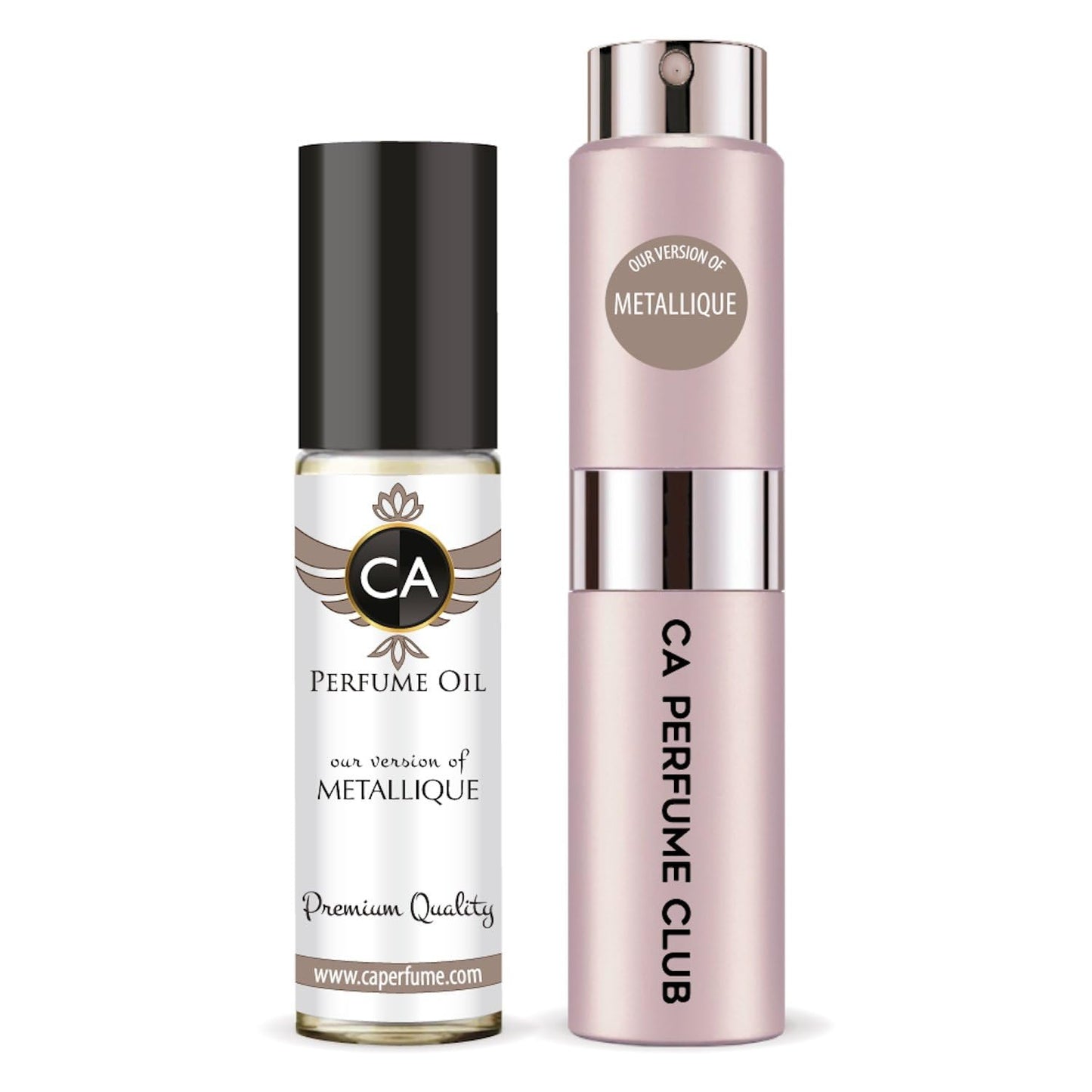 CA Perfume Duo Impression of Metallique For Women Perfume Layering Set Long Lasting Travel Size EDP + Body Oil Roll-On Bottle 0.27 Fl Oz+0.33 Fl Oz
