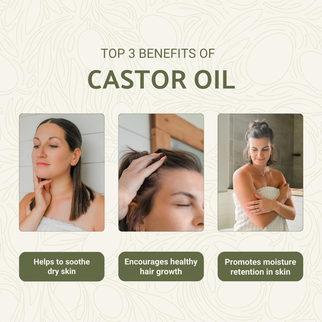 Organic Castor Oil Direct From India - Cold Pressed Castor Oil For Face, Hair Growth, Eyelash Serum, Eyebrow - Skin and Face Moisturizer and Detox - Hexane Free 1 Gallon