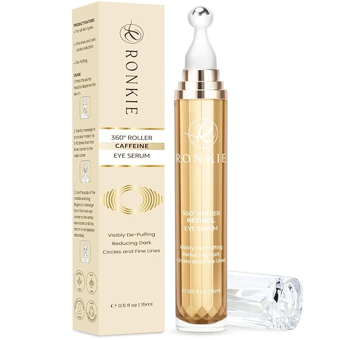 Eye Cream for Dark Circles: Under Eye Cream with Caffeine Retinol - Reduces Under Eye Bags and Fine Lines Gold