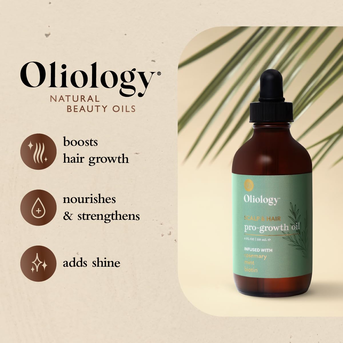 Oliology Scalp & Hair Oil – Nourishing & Strengthening Formula with Rosemary Mint & Biotin | Lightweight & Non-Greasy | Adds Shine & Hydration | 4 (Fl Oz)