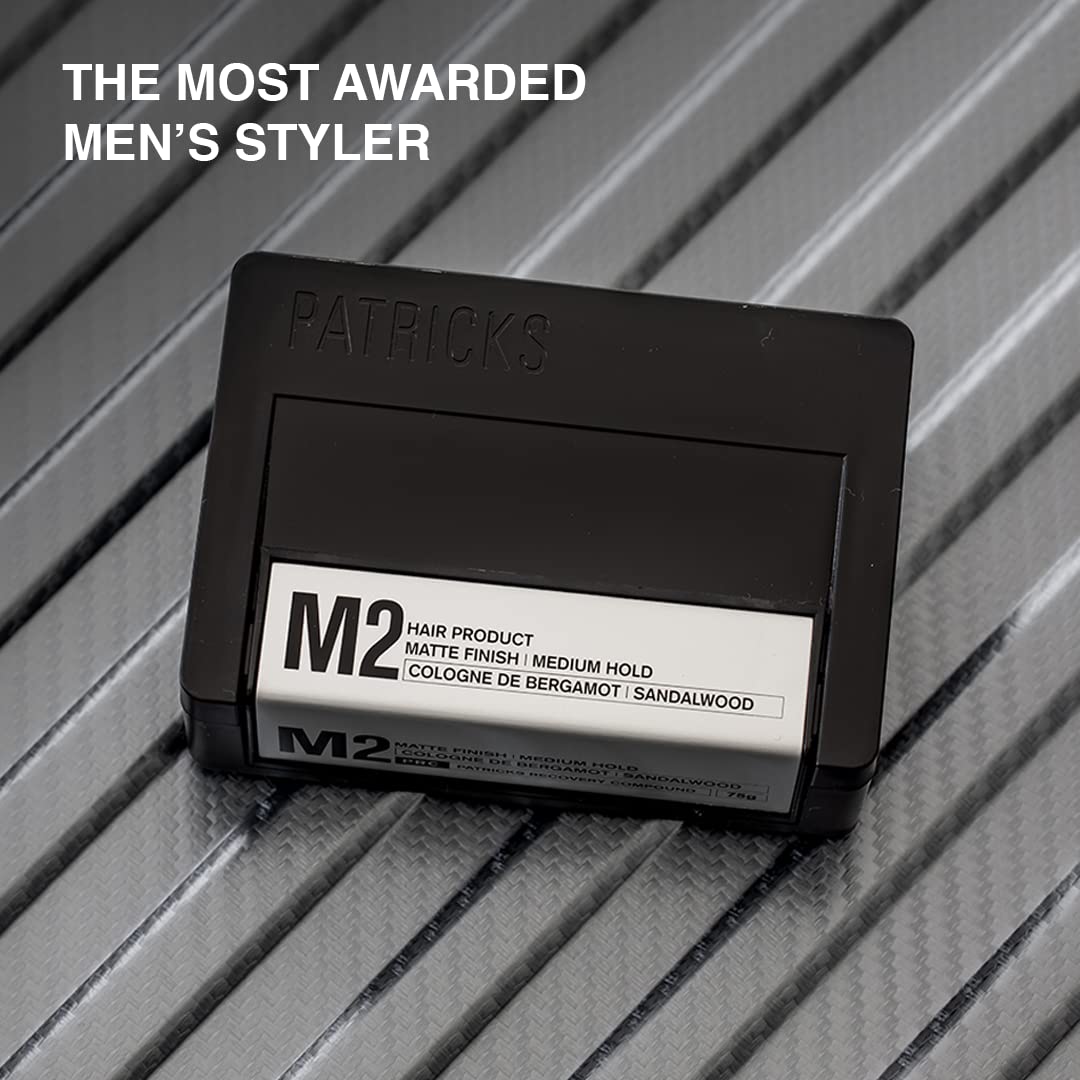 PATRICKS | M2 Matte Pomade | Medium Hold Hair Styling for Men | Normal to Thick Hair Control | Travel Size | 75g