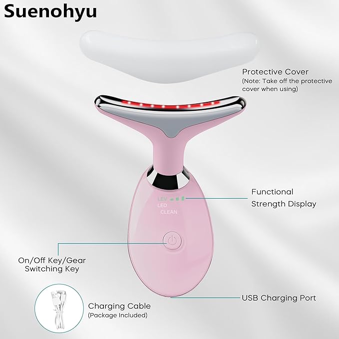 Facial Massager, Portable Face Neck Massager Wand for Skin Care (Pink)