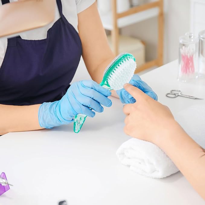 2 Pcs Foot Brush for Shower with Handle 2 in 1,Ooloveminso Large Foot Pumice Stone Brush Scrubber Foot File Calluses Remove Suitable for Horniness Foot Spa,Foot Care Smooth Skin (Green&Transparent)