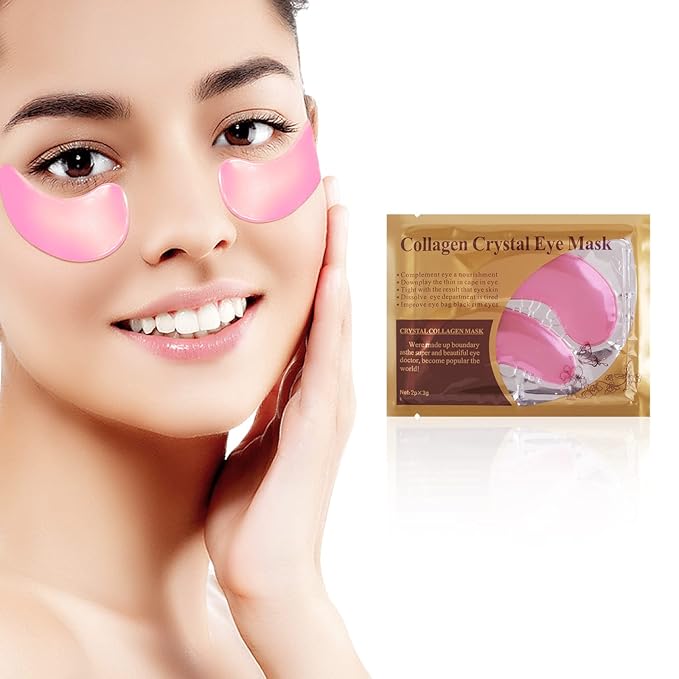30PCS Lip Masks Sheet Moisturizing Crystal Collagen Pink Under Eye Mask Gel,Christmas Gift for Women Anti-Aging Eye Patches Dark Circle Remover with Box,Pink
