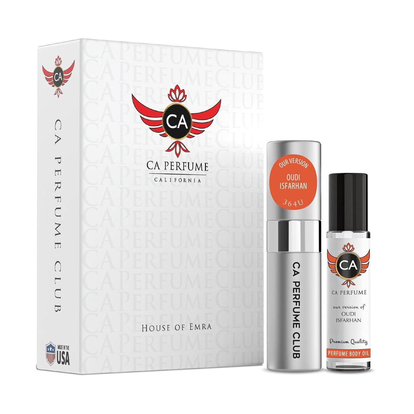 CA Perfume Duo Impression of Oudi Isfarhan For Women And Men Perfume Layering Set Long Lasting Travel Size EDP + Body Oil Roll-On Bottle 0.27 Fl Oz+0.33 Fl Oz