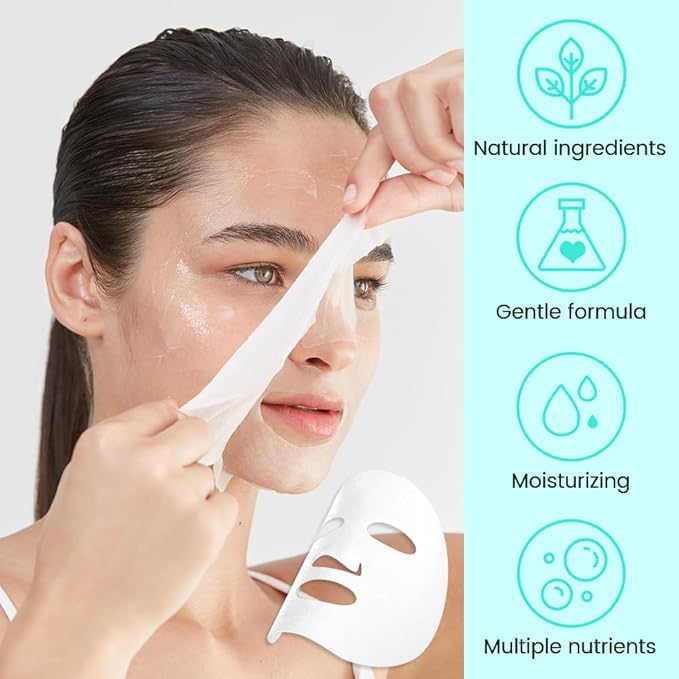 Face Sheet Mask Skincare,Hydrating Spa Face Mask For Sensitive Skin,Moisturize,Nourish for All Skin Types,Natural Skin Care Spa Face Mask for Women Men Girls,Pack of 6